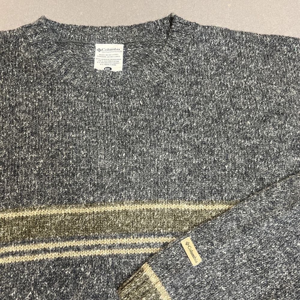 Columbia Sportswear Company Men's XXL Gray Speckled Wool Sweater Crewneck Stripe